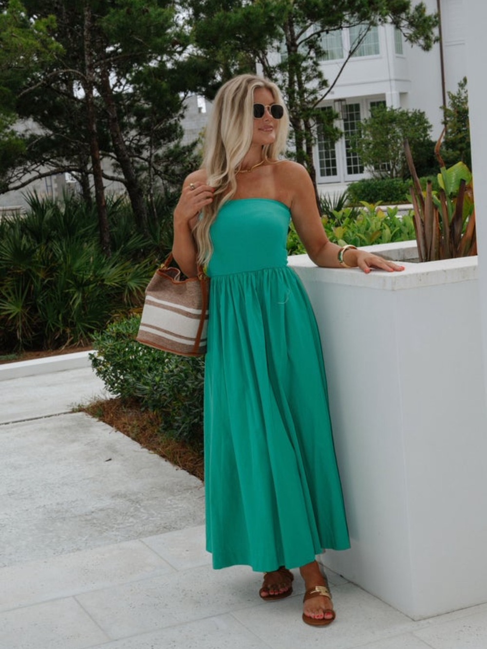 NWOT These Three Strapless Green Maxi Dress - Womens